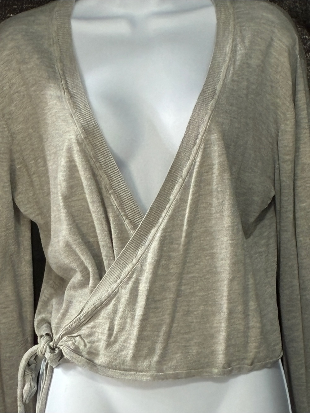 Lovers + Friends Gray Wrap Tie-Front V-Neck Top